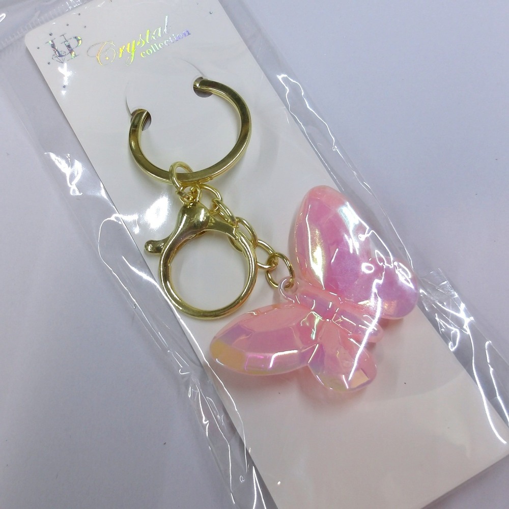 Crystal‎ Collection Butterfly Keychain Gold Lobster Clasp Bag Charm / #26677